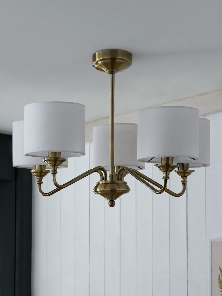 Brass Burford 5 Light Height Adjustable Light - Image 2 of 7 Brass Burford 5 Light Height Adjustable Light - Image 2 of 7