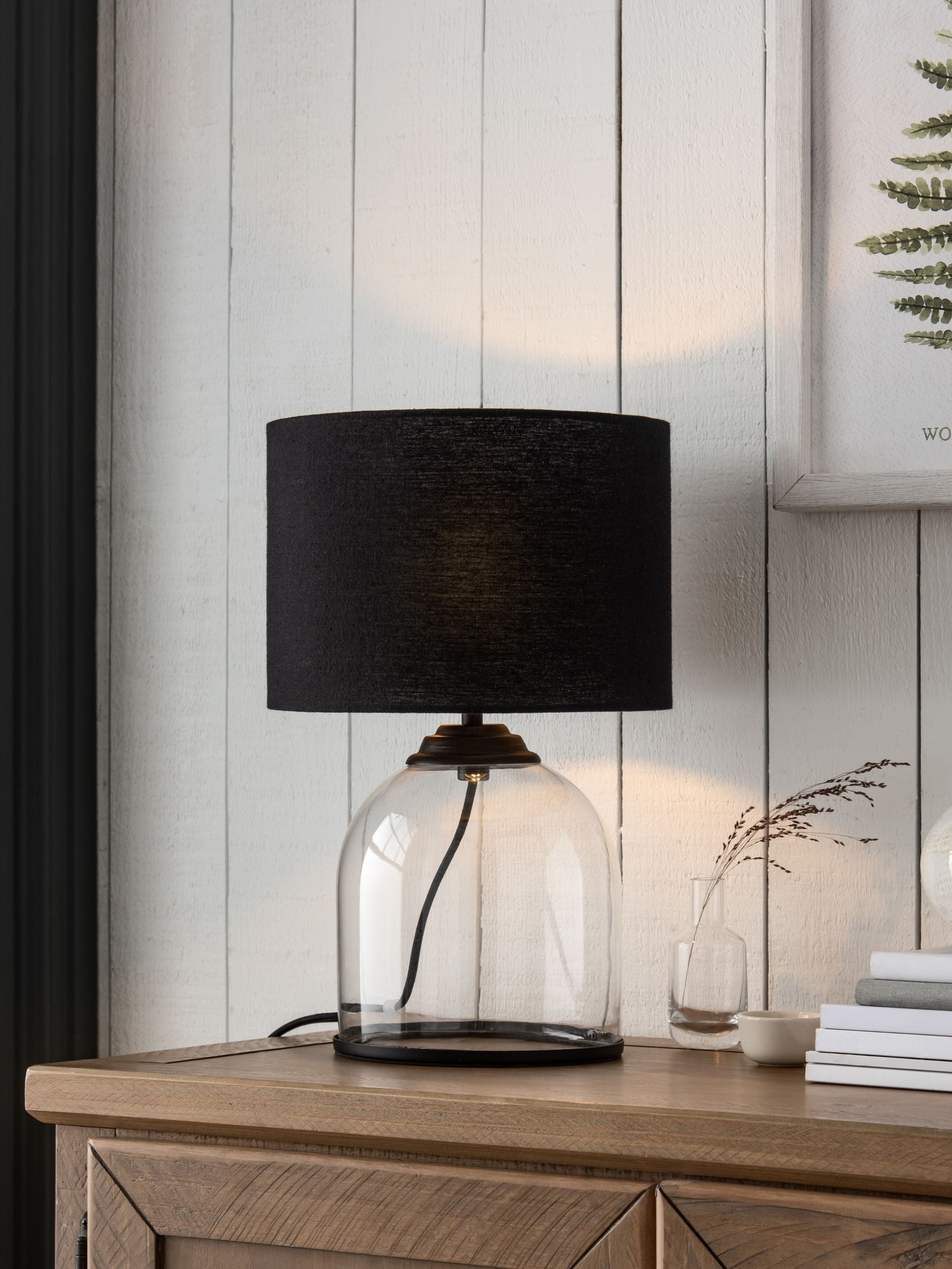 Glass and black lamp hot sale