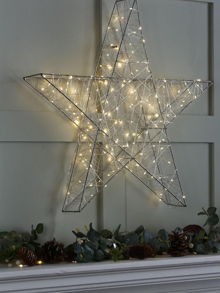 Laura Ashley Silver Indoor/Outdoor Sparkle Star LED Small Light - Image 1 of 2
