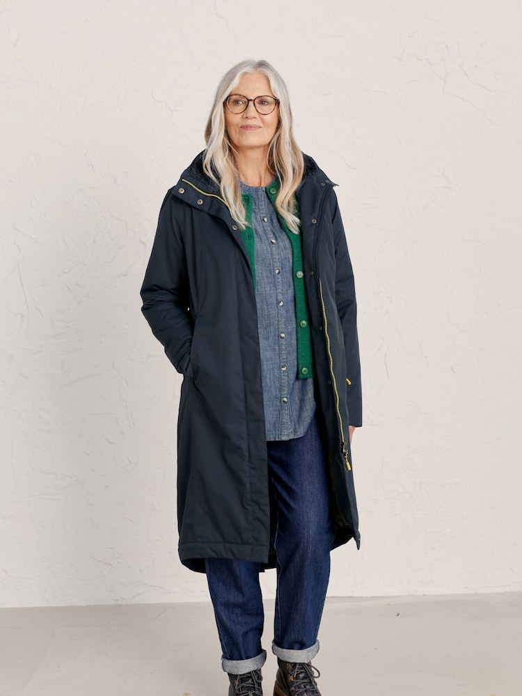 Seasalt Cornwall Blue Dark Petite Waterproof Janelle Coat - Image 1 of 6