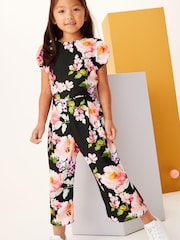 Black Floral Print Jumpsuit (3-16yrs) - Image 1 of 6