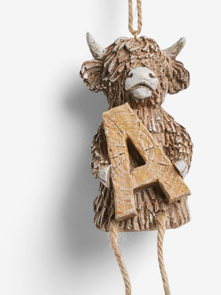 Natural Hamish The Highland Cow Monogram Hanging Decoration - Image 5 of 5