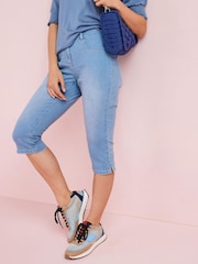 Mid Blue Pedal Pusher Cropped Jeans - Image 1 of 4