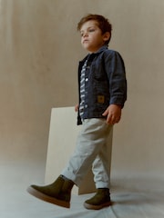 Khakigrün/Dino-Motiv - Chelsea-Stiefel mit Reißverschluss - Bild 2 von 7