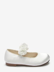 White Stain Resistant Satin Standard Fit (F) Bridesmaid Collection Corsage Mary Jane Occasion Shoes - Image 1 of 5