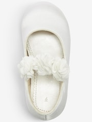 White Stain Resistant Satin Standard Fit (F) Bridesmaid Collection Corsage Mary Jane Occasion Shoes - Image 3 of 5