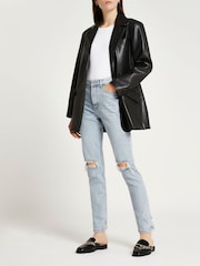 River Island Denim Medium Slim High Waist Mid Rise Jeans - Image 1 of 5