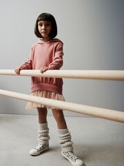 Rust Pink Hoodie Dress With Mesh Skirt (3-16yrs) - Image 2 of 8