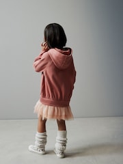 Rust Pink Hoodie Dress With Mesh Skirt (3-16yrs) - Image 3 of 8