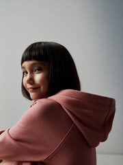 Rust Pink Hoodie Dress With Mesh Skirt (3-16yrs) - Image 5 of 8