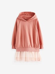 Rust Pink Hoodie Dress With Mesh Skirt (3-16yrs) - Image 6 of 8