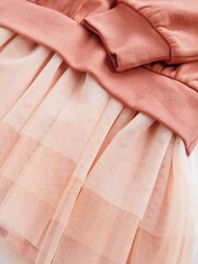 Rust Pink Hoodie Dress With Mesh Skirt (3-16yrs) - Image 8 of 8