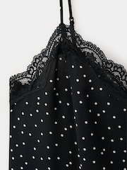 Mango Black Polka Dot Cami Midi Dress - Image 7 of 7