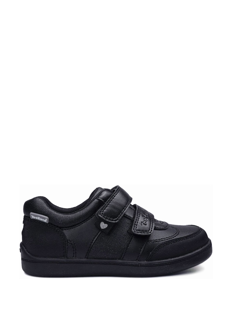 ToeZone Black Twin Strap Love Heart School Shoes - Image 1 of 4