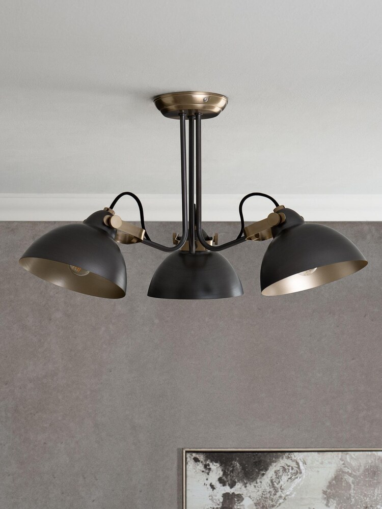 Pewter Grey Cambridge 3 Light Flush Ceiling Light - Image 2 of 5