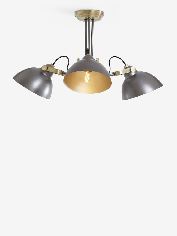 Pewter Grey Cambridge 3 Light Flush Ceiling Light - Image 5 of 5