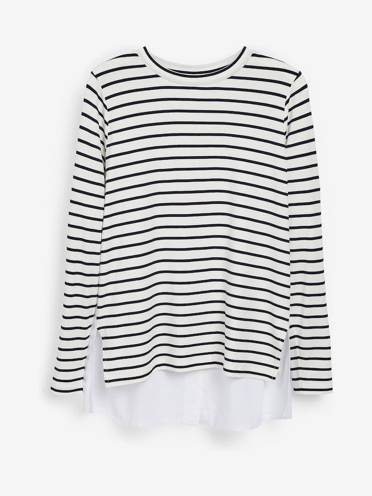 Label Collection White/Black Stripe Woven Back Tunic - Image 4 of 4