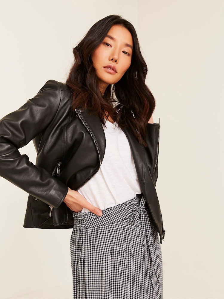 FatFace Bethany Black Biker Jacket - Image 1 of 4