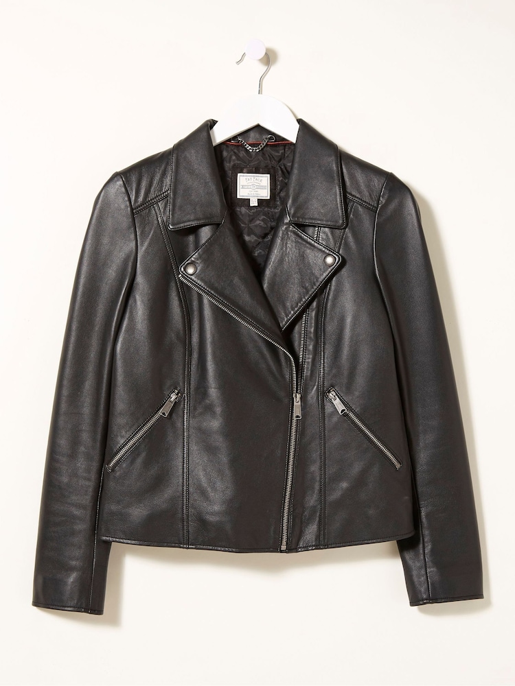 FatFace Bethany Black Biker Jacket - Image 4 of 4