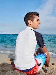 White/Navy Short Sleeve Sunsafe Rash Vest (3-16yrs) - Image 2 of 5