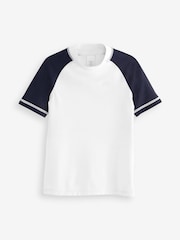White/Navy Short Sleeve Sunsafe Rash Vest (3-16yrs) - Image 3 of 5