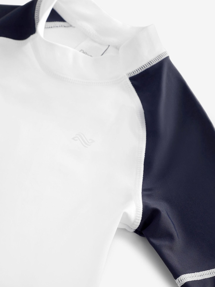 White/Navy Short Sleeve Sunsafe Rash Vest (3-16yrs) - Image 5 of 5
