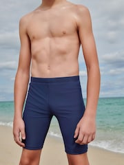 Navy Blue Longer Length Stretch Swim Shorts (3-16yrs) - Image 1 of 5