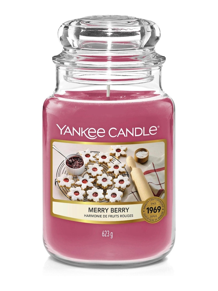 Yankee Candle Pink Christmas Classic Jar Merry Berry Scented Candle - Image 2 of 2