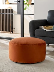 Orange Opulent Velvet Pouffe - Image 1 of 4