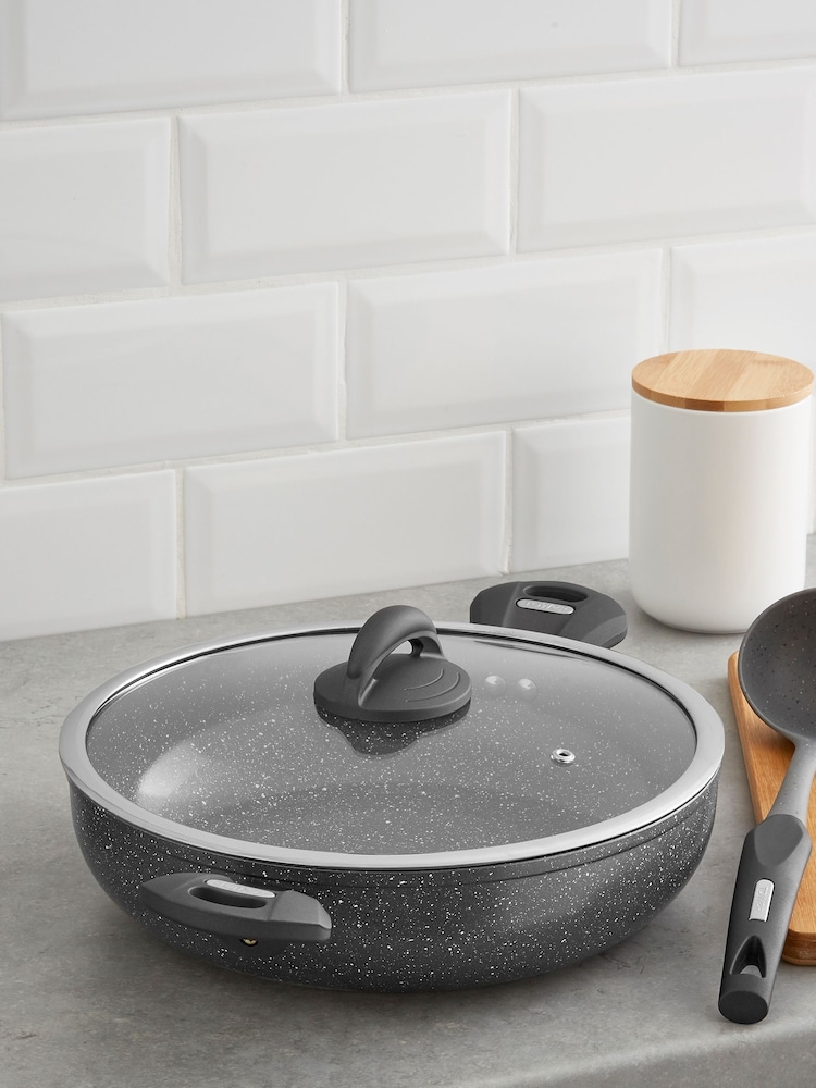 Tower Grey Cerastone 30cm Low Casserole Dish - Image 1 of 6