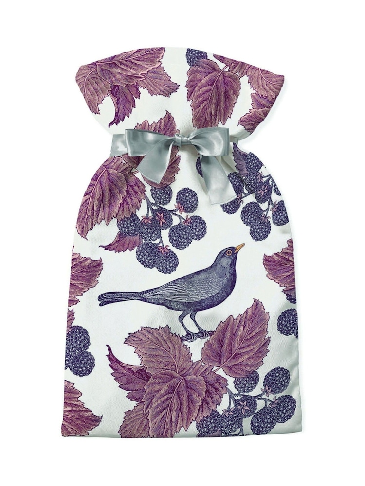 Thornback and Peel Cream Blackbird and Bramble 100% Cotton Hot Water Bottle - Image 1 of 2 Thornback and Peel Cream Blackbird and Bramble 100% Cotton Hot Water Bottle - Image 1 of 2