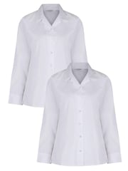 Trutex White Long Sleeve Rever Blouses 2 Pack - Image 1 of 4