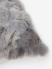 Grey Faux Fur Ruched Cushion - Image 2 of 5