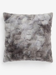Grey Faux Fur Ruched Cushion - Image 3 of 5