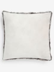 Grey Faux Fur Ruched Cushion - Image 4 of 5