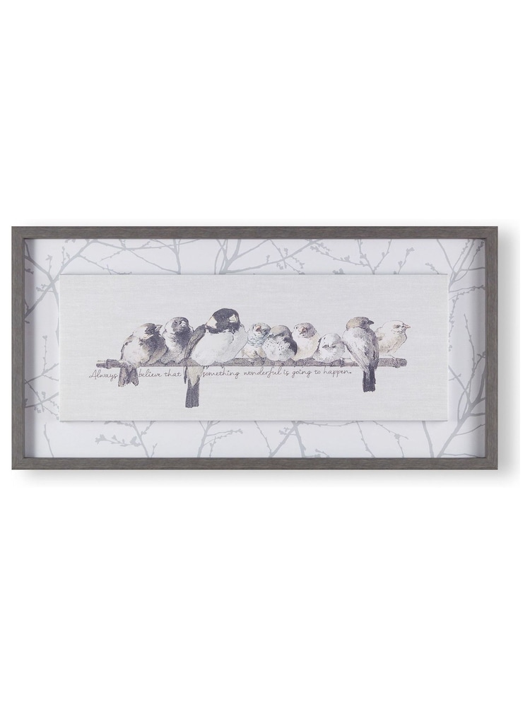 Art For The Home Grey Innocence Birds Framed Floating Canvas - Image 2 of 4
