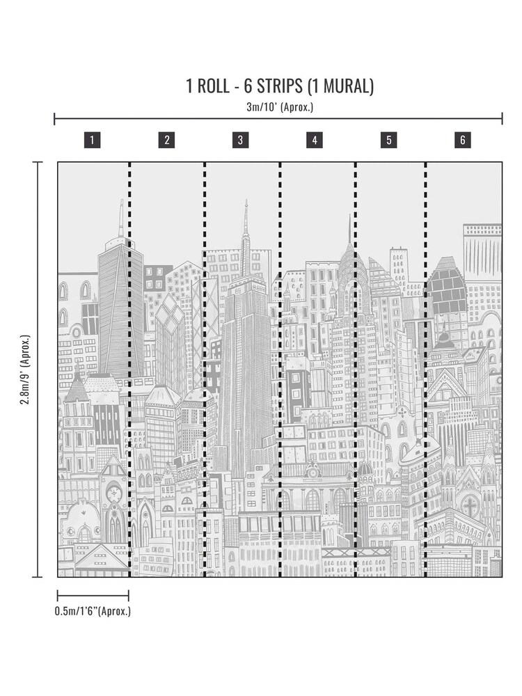 Art For The Home Natural City Sketch 3M Mural - Image 4 of 4