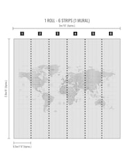 Art For The Home Grey Map Of The World 3M Mural - Image 4 of 4