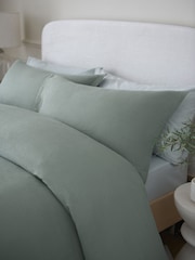 Sage Green Waffle Duvet Cover And Pillowcase Set - Image 2 of 6