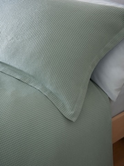 Sage Green Waffle Duvet Cover And Pillowcase Set - Image 3 of 6