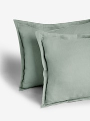Sage Green Waffle Duvet Cover And Pillowcase Set - Image 5 of 6