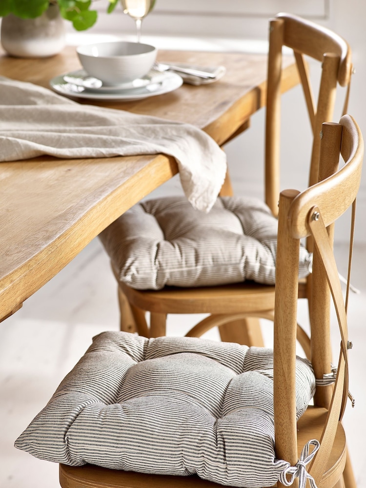 Grey Bronx Stripe Set of 2 Chair Dining Bench and Seat Cushions - Image 1 of 3