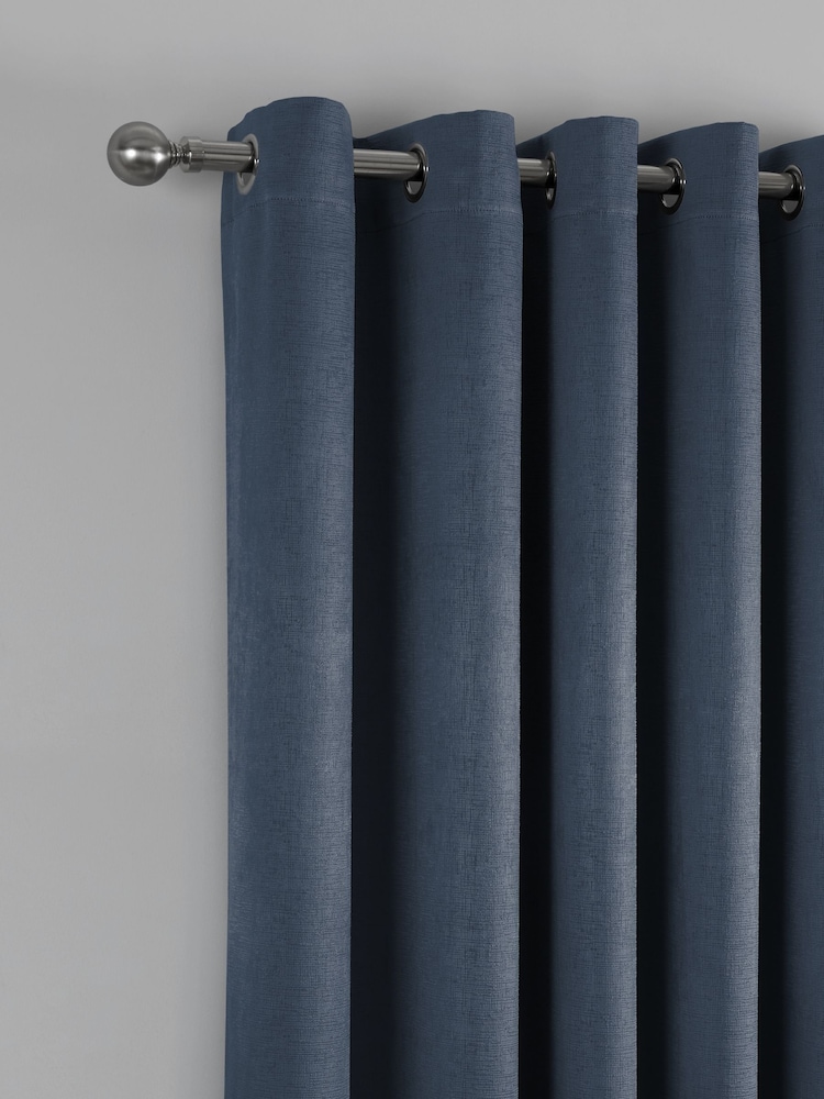 Fusion Strata Room Darkening Woven Pair of Eyelet Curtains - Image 3 of 4