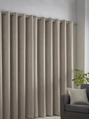Fusion Natural Strata Room Darkening Woven Pair of Eyelet Curtains - Image 2 of 4