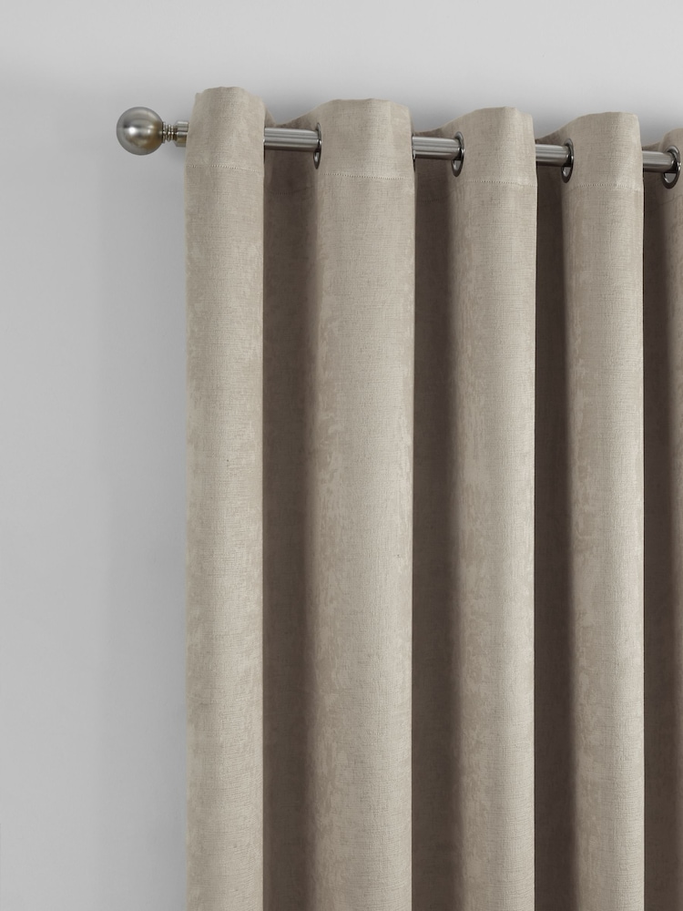 Fusion Natural Strata Room Darkening Woven Pair of Eyelet Curtains - Image 4 of 4