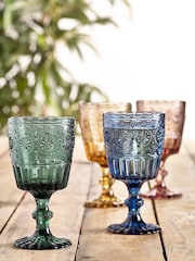 Set of 4 Multi Multi Claro Embossed Wine Glasses - Image 1 of 5