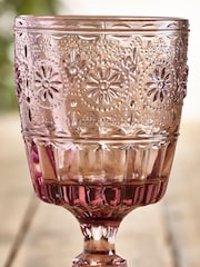 Set of 4 Multi Multi Claro Embossed Wine Glasses - Image 2 of 5