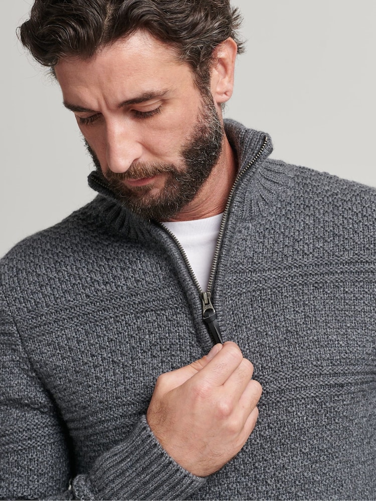 Superdry Grey Jacob Henley Jumper - Image 5 of 5