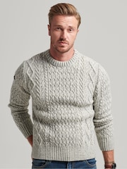 Grau - Superdry Jacob Pullover mit Zopfmuster - Bild 1 von 4