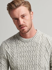 Grau - Superdry Jacob Pullover mit Zopfmuster - Bild 3 von 4